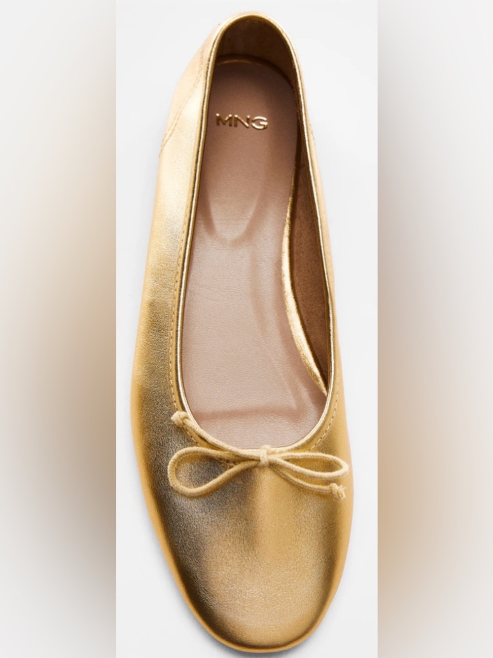 MNG MANGO GOLD METALLIC BOW BALLET FLAT US8 $90 RARE NEW